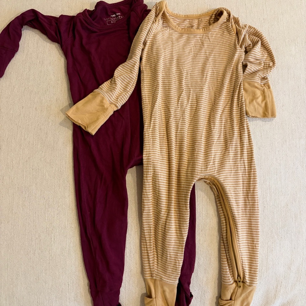 Little Sleepies Burgundy and Yellow Kids Footies Bundle